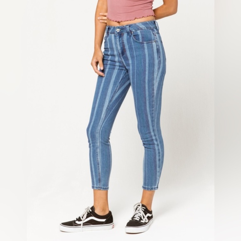 Sky and Sparrow Color Striped Skinny Jeans - Picture 1 of 5